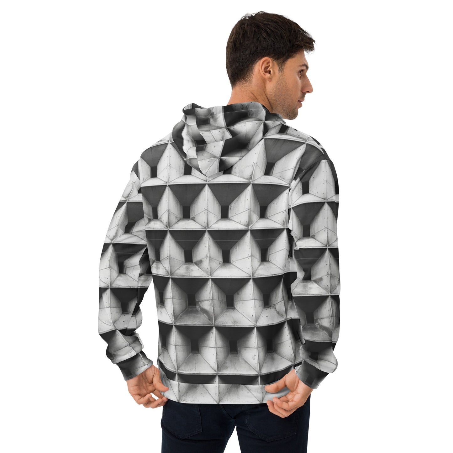 Unisex Urban Geometric Façade Hoodie